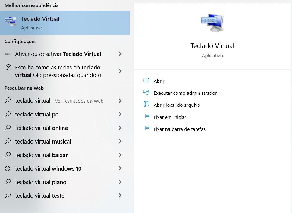 teclado virtual windows search