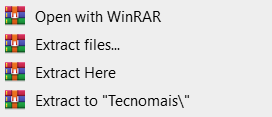 Descompactar WinRAR menu